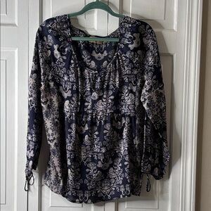 Princess Vera Wang Navy and Cream Floral Tunic Top XL